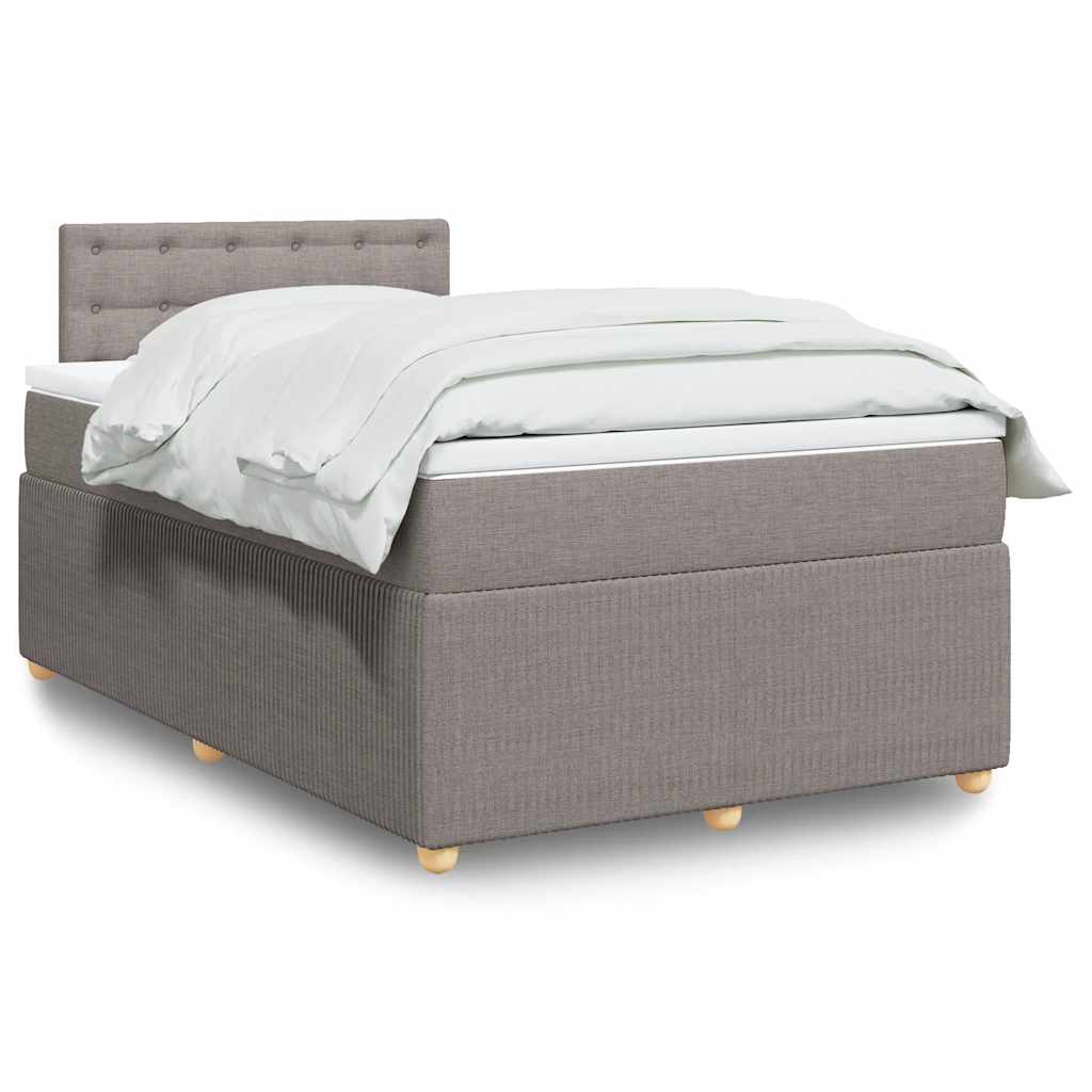 Boxspring met matras stof taupe 120x190 cm – afbeelding 1
