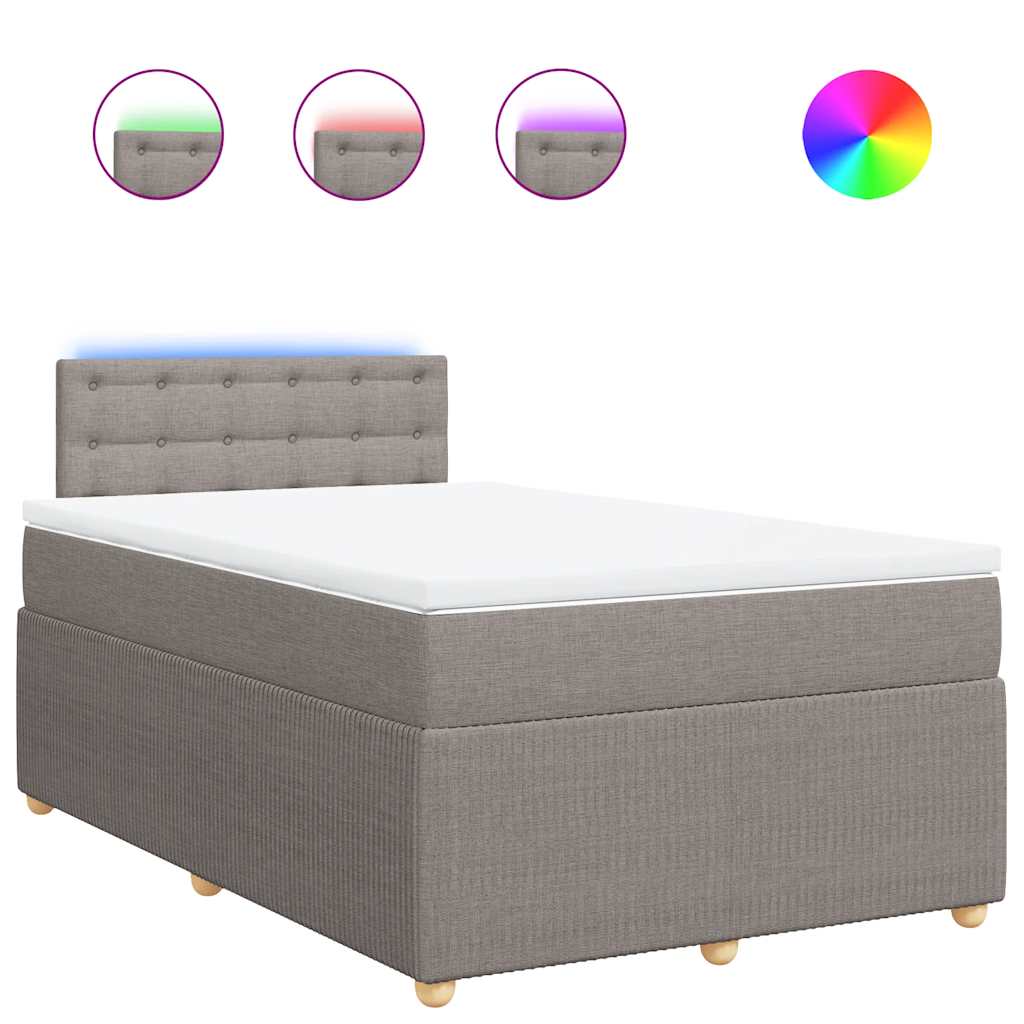 Boxspring met matras stof taupe 120x190 cm – afbeelding 2