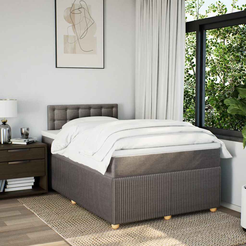 Boxspring met matras stof taupe 120x190 cm – afbeelding 4
