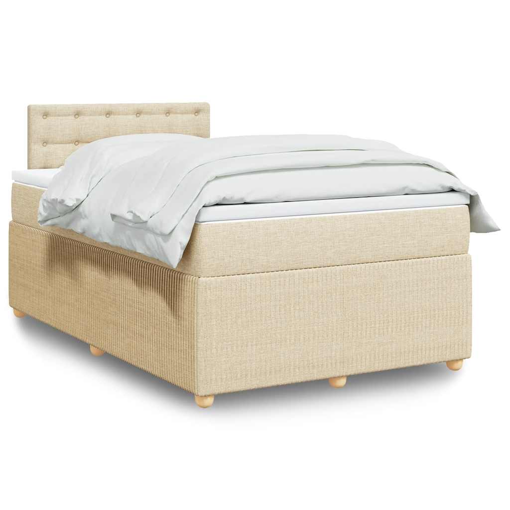 Boxspring met matras stof crèmekleurig 120x190 cm – afbeelding 1