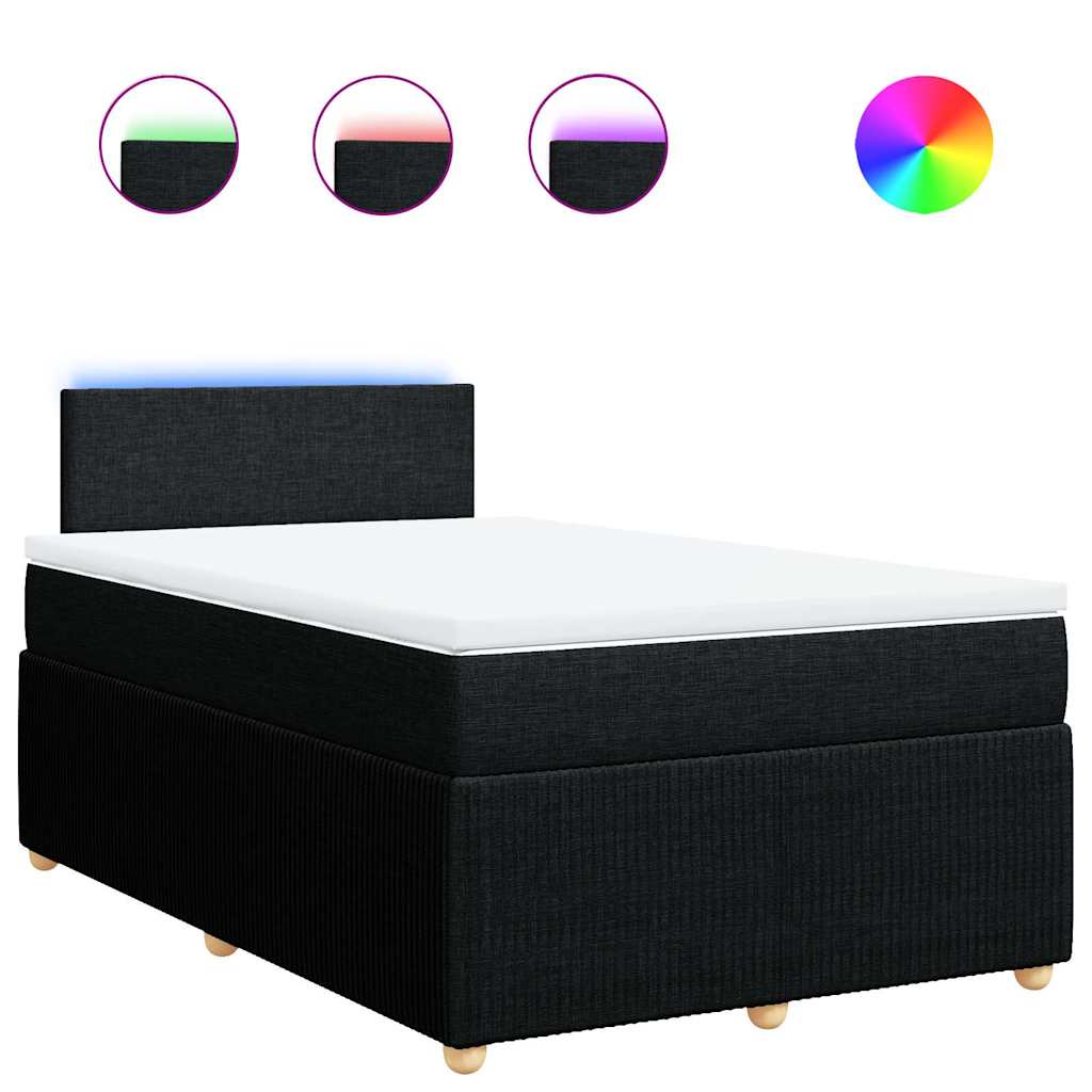 Boxspring met matras stof zwart 120x200 cm – afbeelding 2