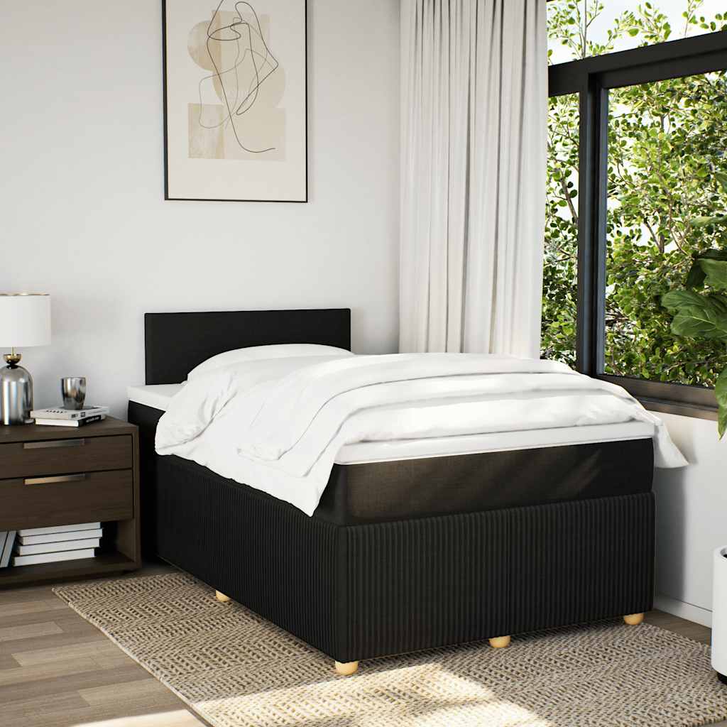 Boxspring met matras stof zwart 120x200 cm – afbeelding 4