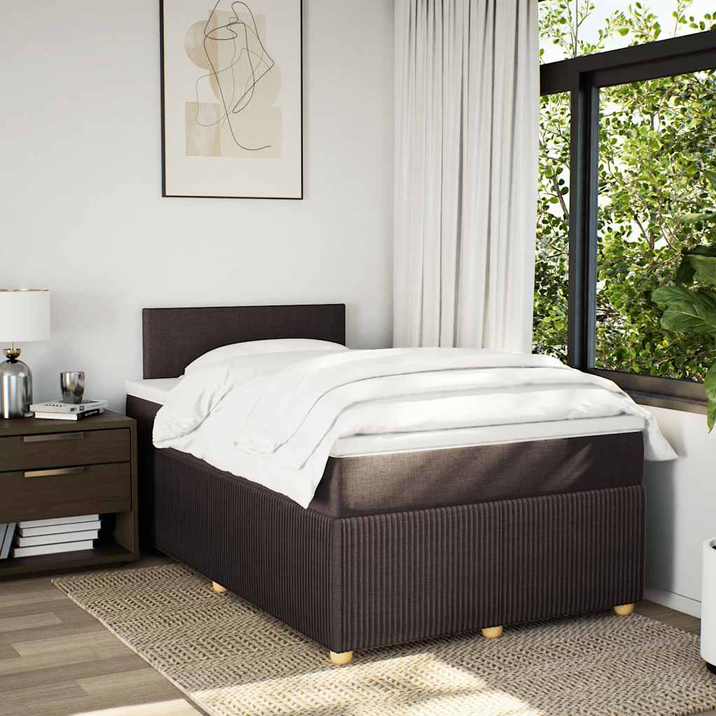 Boxspring met matras stof donkerbruin 120x200 cm – afbeelding 4