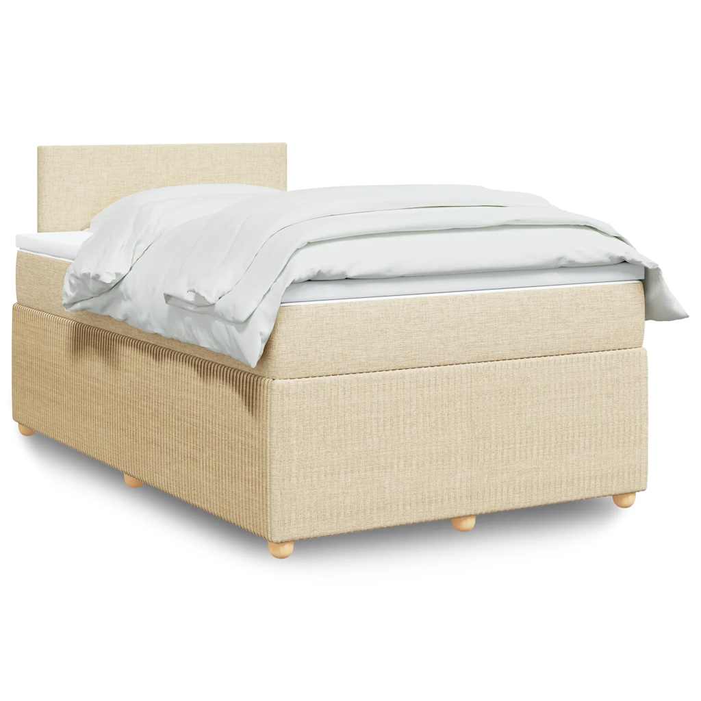 Boxspring met matras stof crèmekleurig 120x200 cm – afbeelding 1