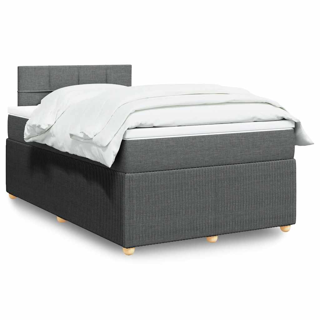 Boxspring met matras stof donkergrijs 120x200 cm – afbeelding 1