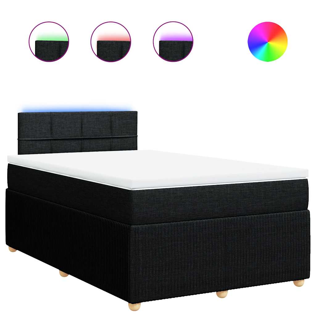 Boxspring met matras stof zwart 120x200 cm – afbeelding 2