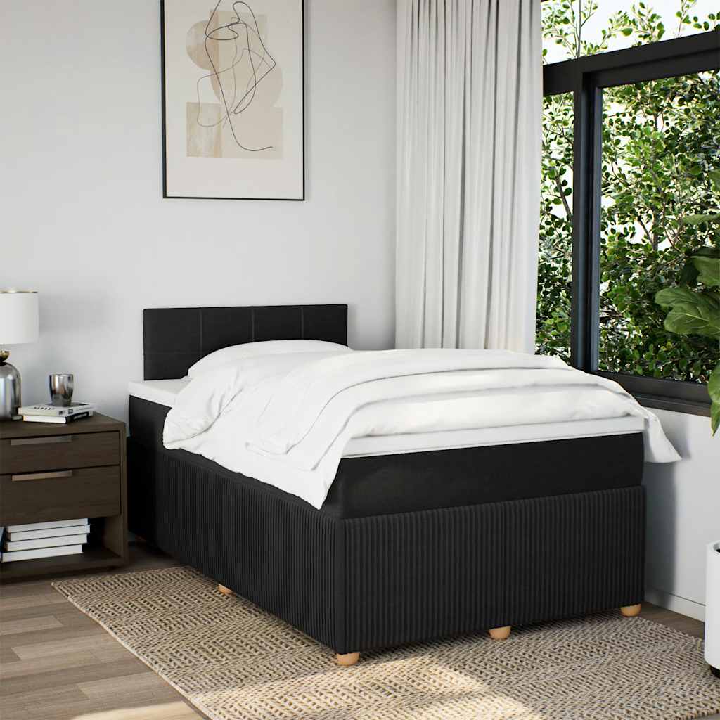 Boxspring met matras stof zwart 120x200 cm – afbeelding 4