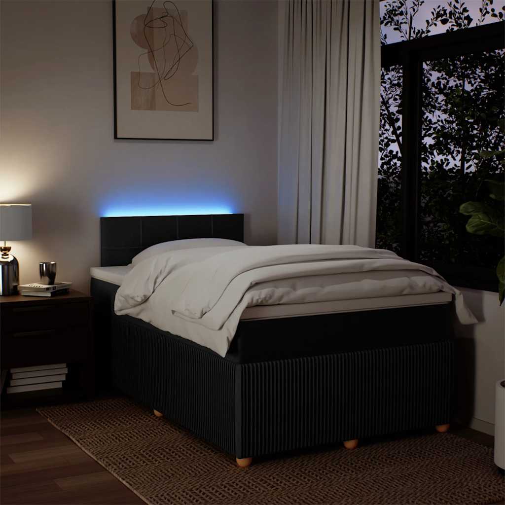Boxspring met matras stof zwart 120x200 cm – afbeelding 5