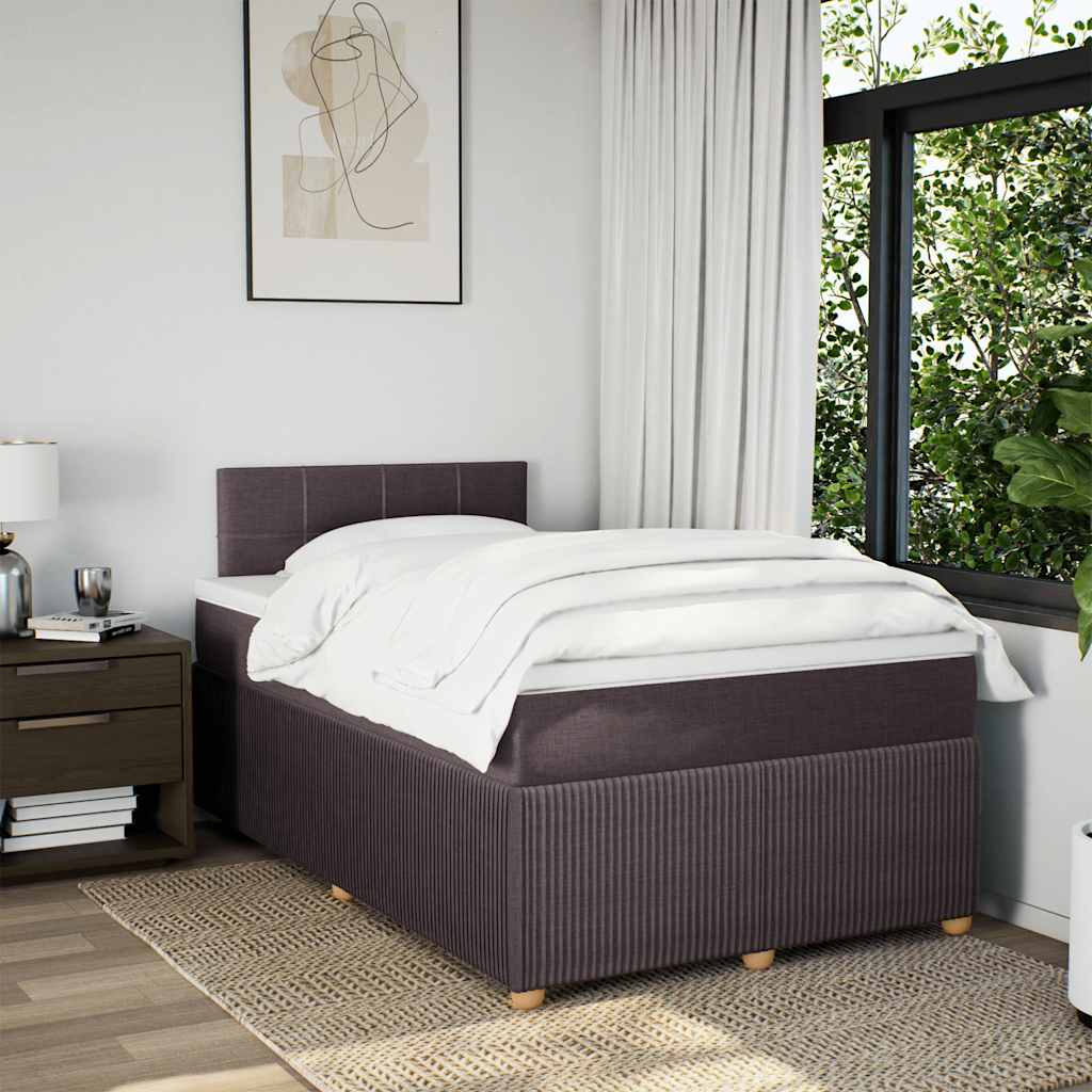 Boxspring met matras stof donkerbruin 120x200 cm – afbeelding 4