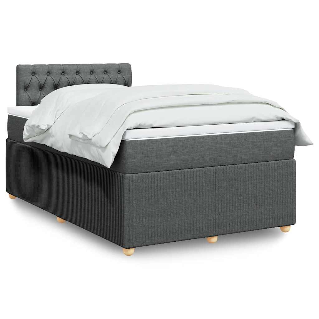Boxspring met matras stof donkergrijs 120x200 cm – afbeelding 1
