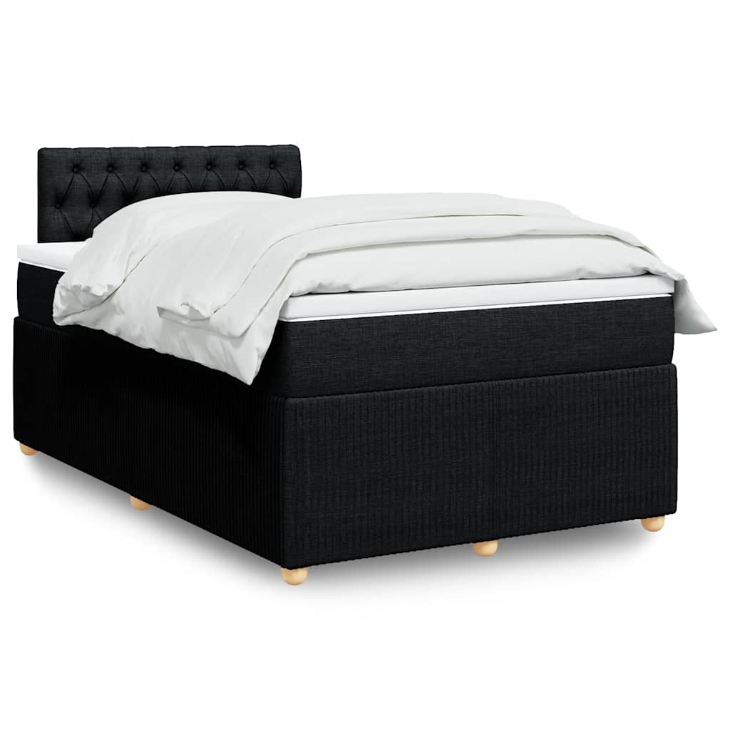 Boxspring met matras stof zwart 120x200 cm – afbeelding 1