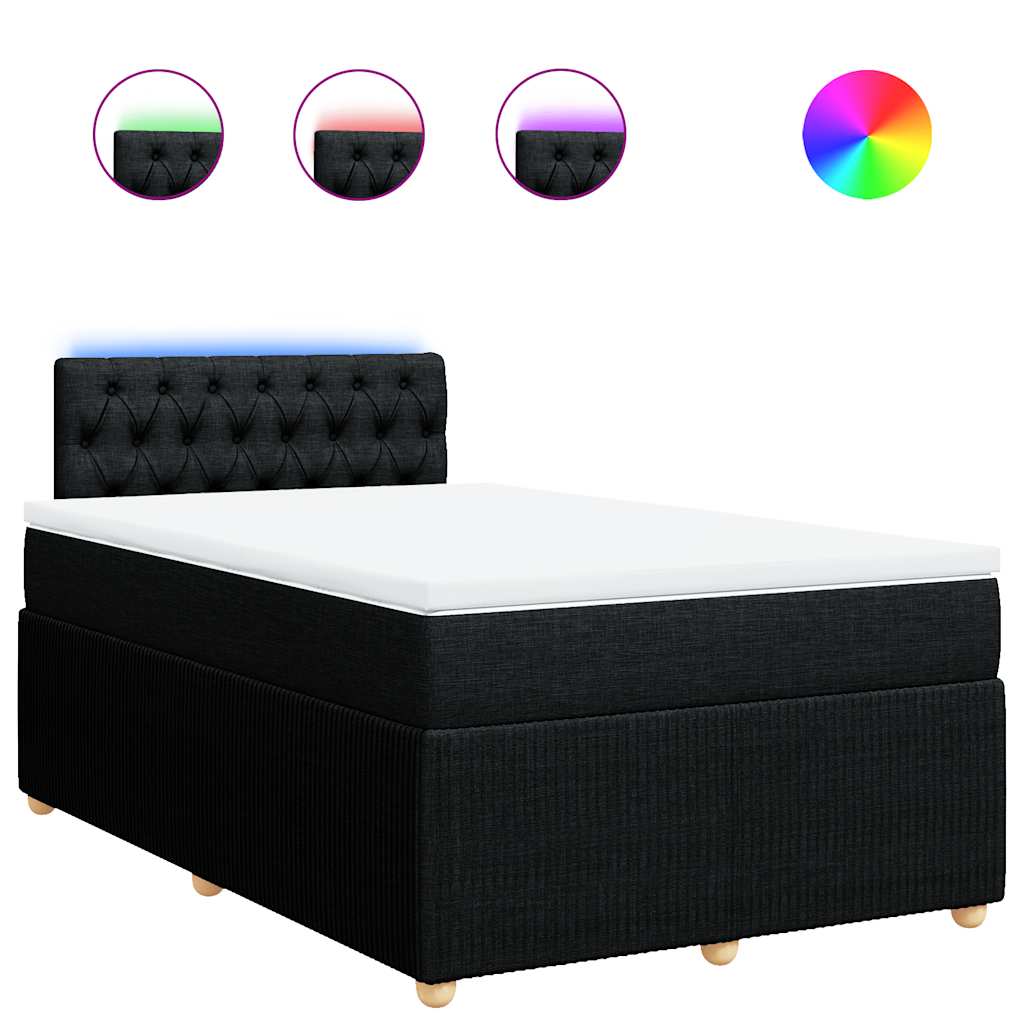 Boxspring met matras stof zwart 120x200 cm – afbeelding 2