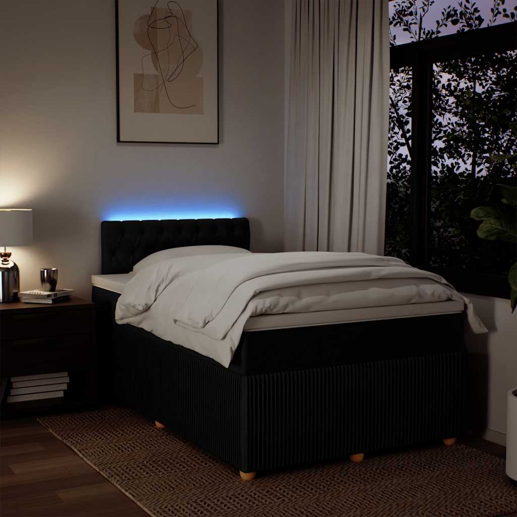 Boxspring met matras stof zwart 120x200 cm – afbeelding 5