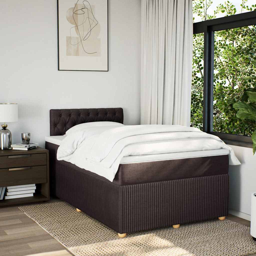 Boxspring met matras stof donkerbruin 120x200 cm – afbeelding 4