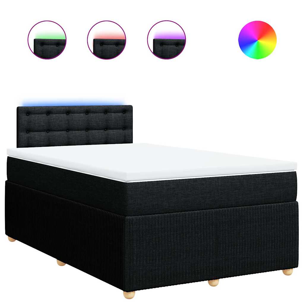 Boxspring met matras stof zwart 120x200 cm – afbeelding 2