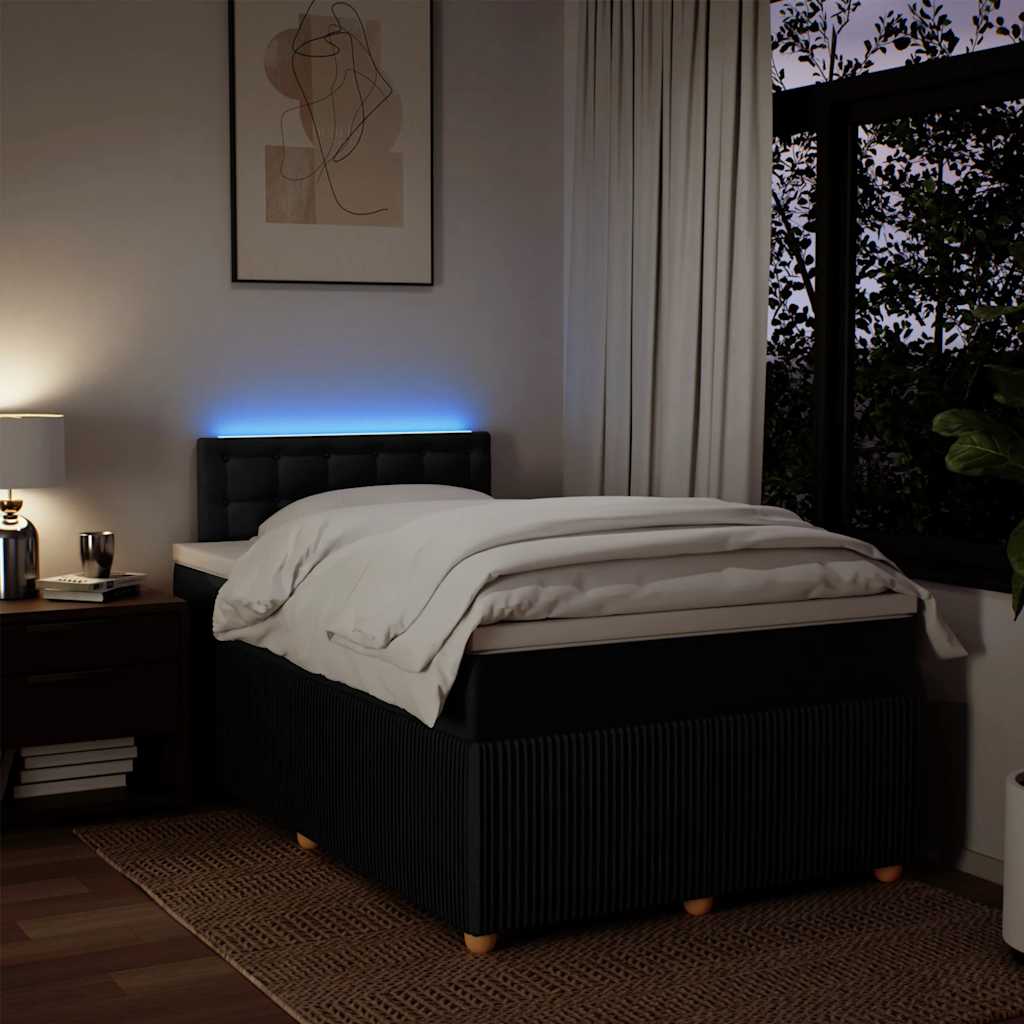 Boxspring met matras stof zwart 120x200 cm – afbeelding 5