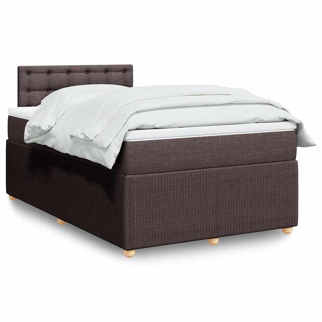 Boxspring met matras stof donkerbruin 120x200 cm – afbeelding 1