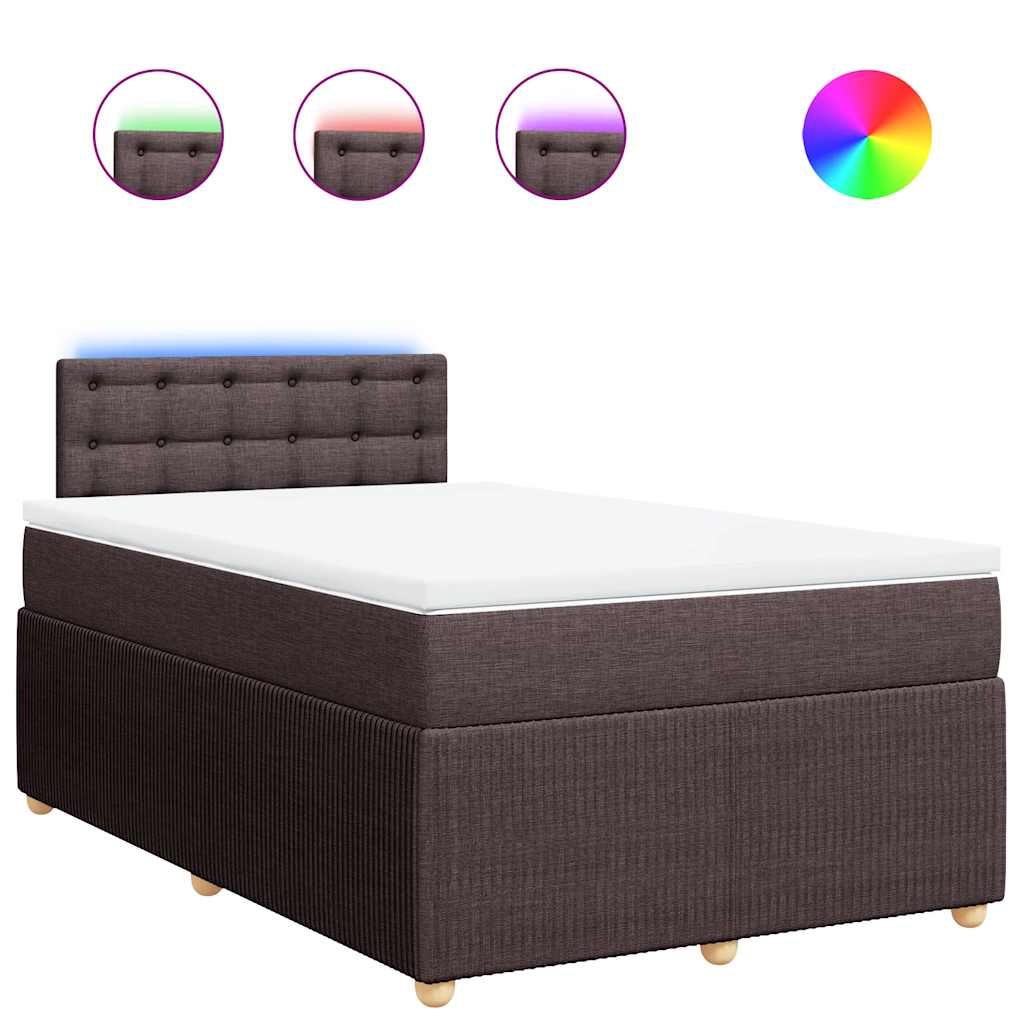 Boxspring met matras stof donkerbruin 120x200 cm – afbeelding 2