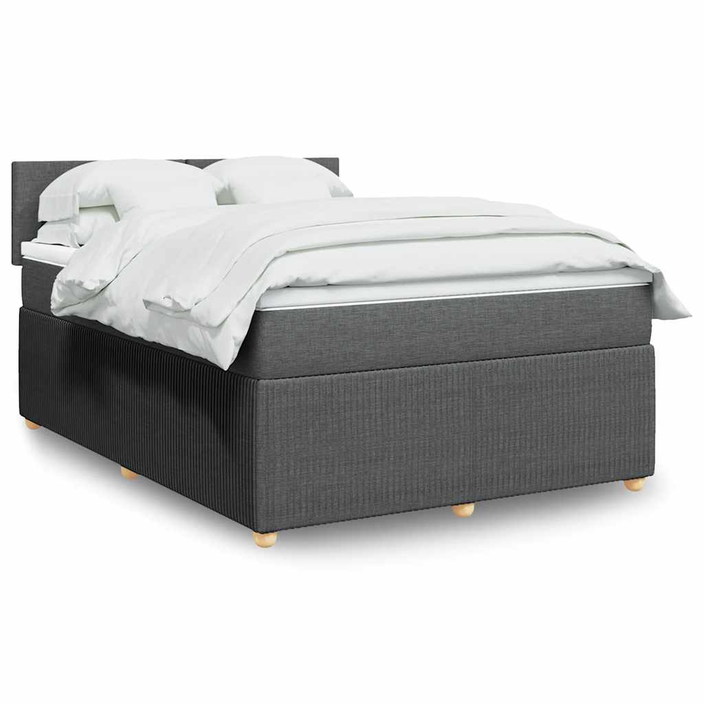 Boxspring met matras stof donkergrijs 140x190 cm – afbeelding 1