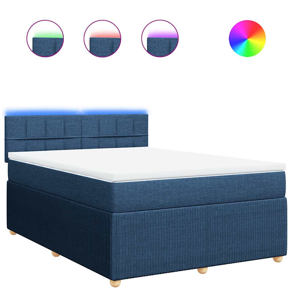 Boxspring met matras stof blauw 140x190 cm – afbeelding 2