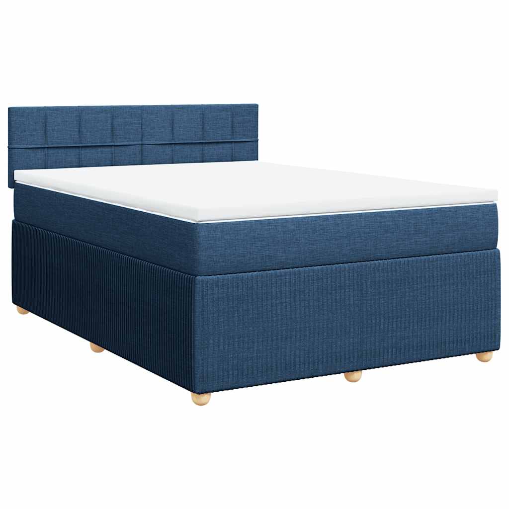 Boxspring met matras stof blauw 140x190 cm – afbeelding 3