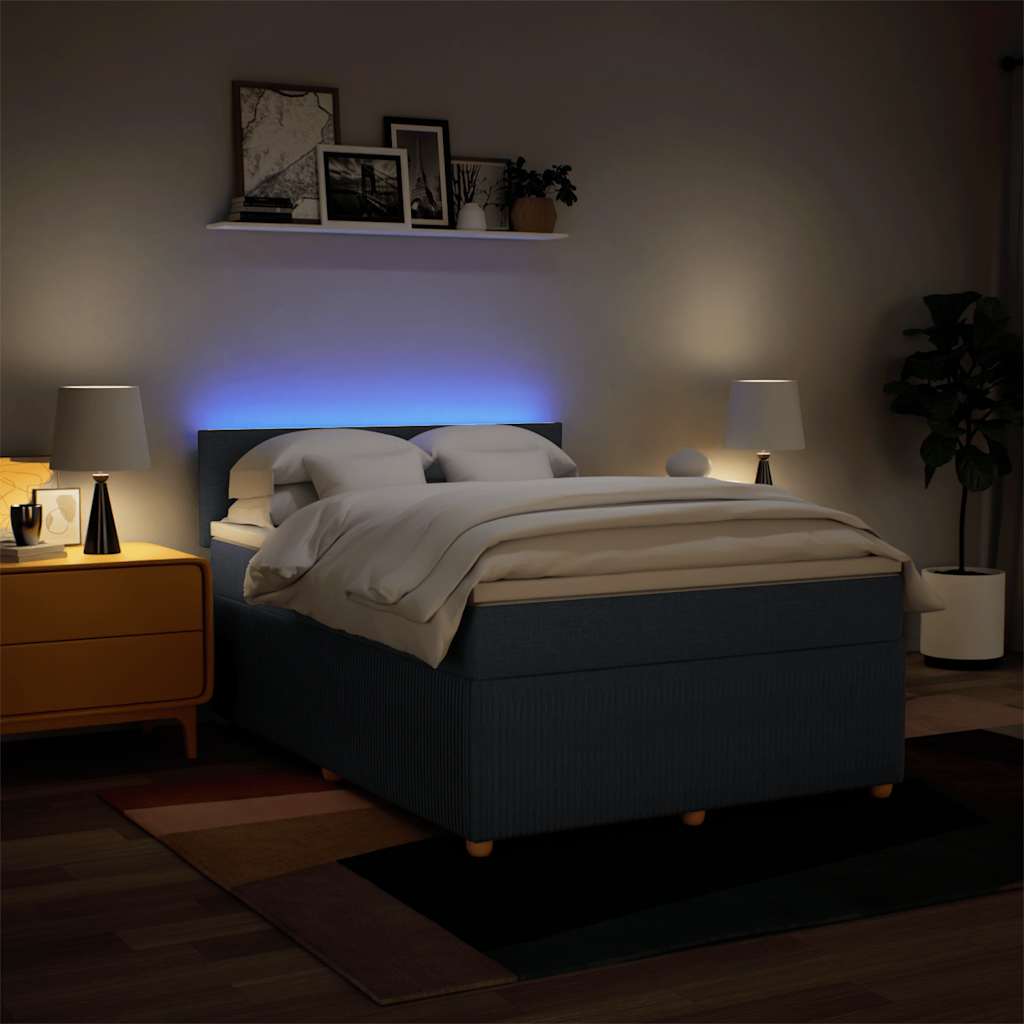 Boxspring met matras stof blauw 140x190 cm – afbeelding 5