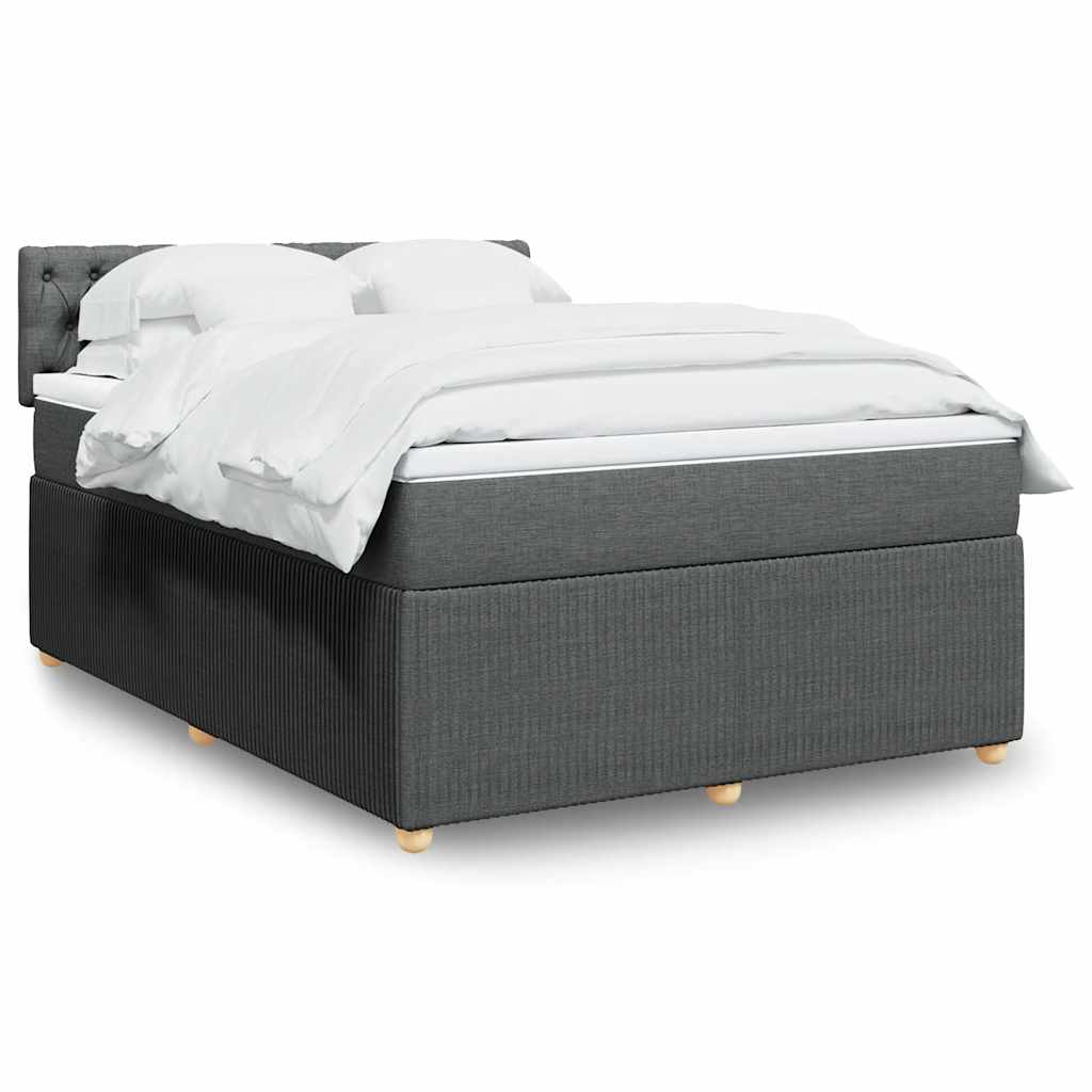 Boxspring met matras stof donkergrijs 140x190 cm – afbeelding 1