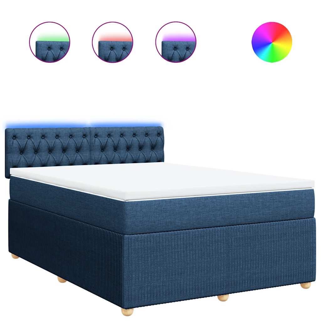 Boxspring met matras stof blauw 140x190 cm – afbeelding 2