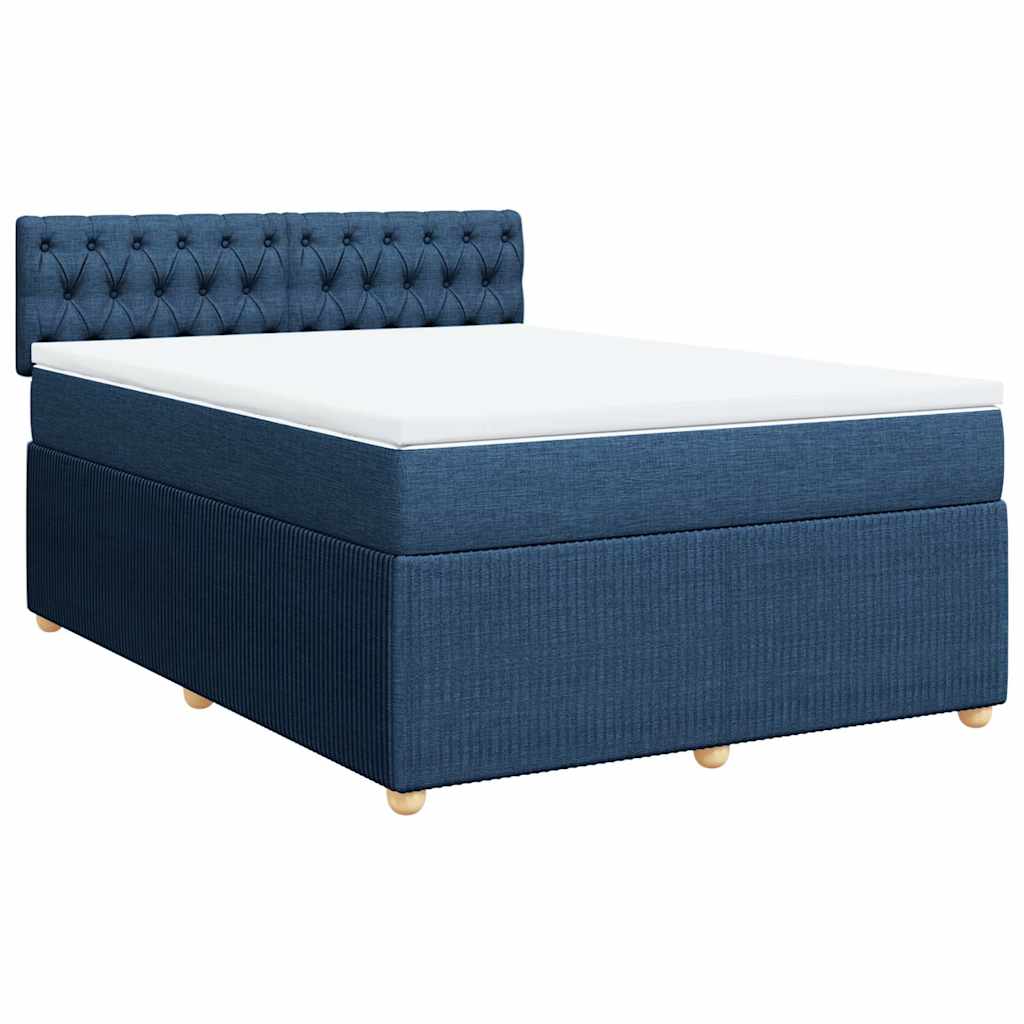 Boxspring met matras stof blauw 140x190 cm – afbeelding 3
