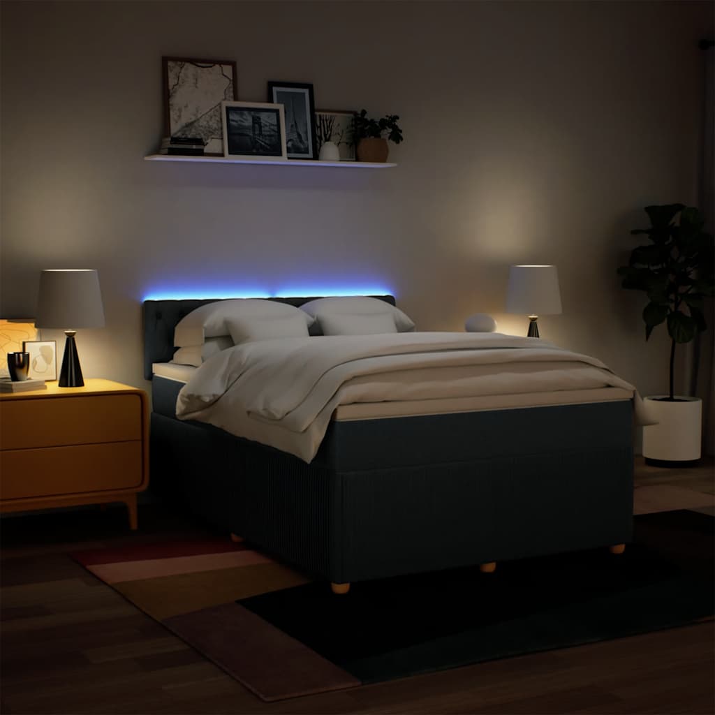 Boxspring met matras stof blauw 140x190 cm – afbeelding 5