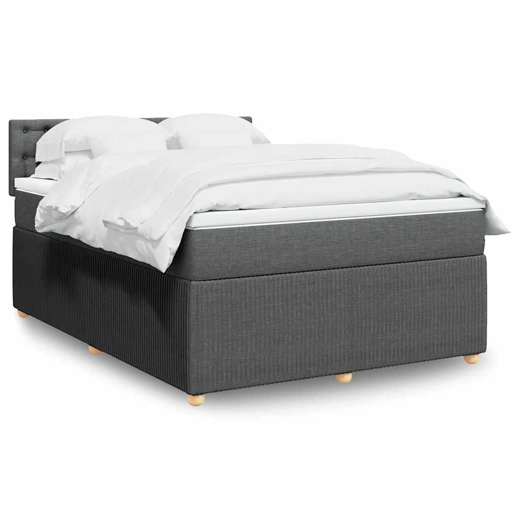Boxspring met matras stof donkergrijs 140x190 cm – afbeelding 1