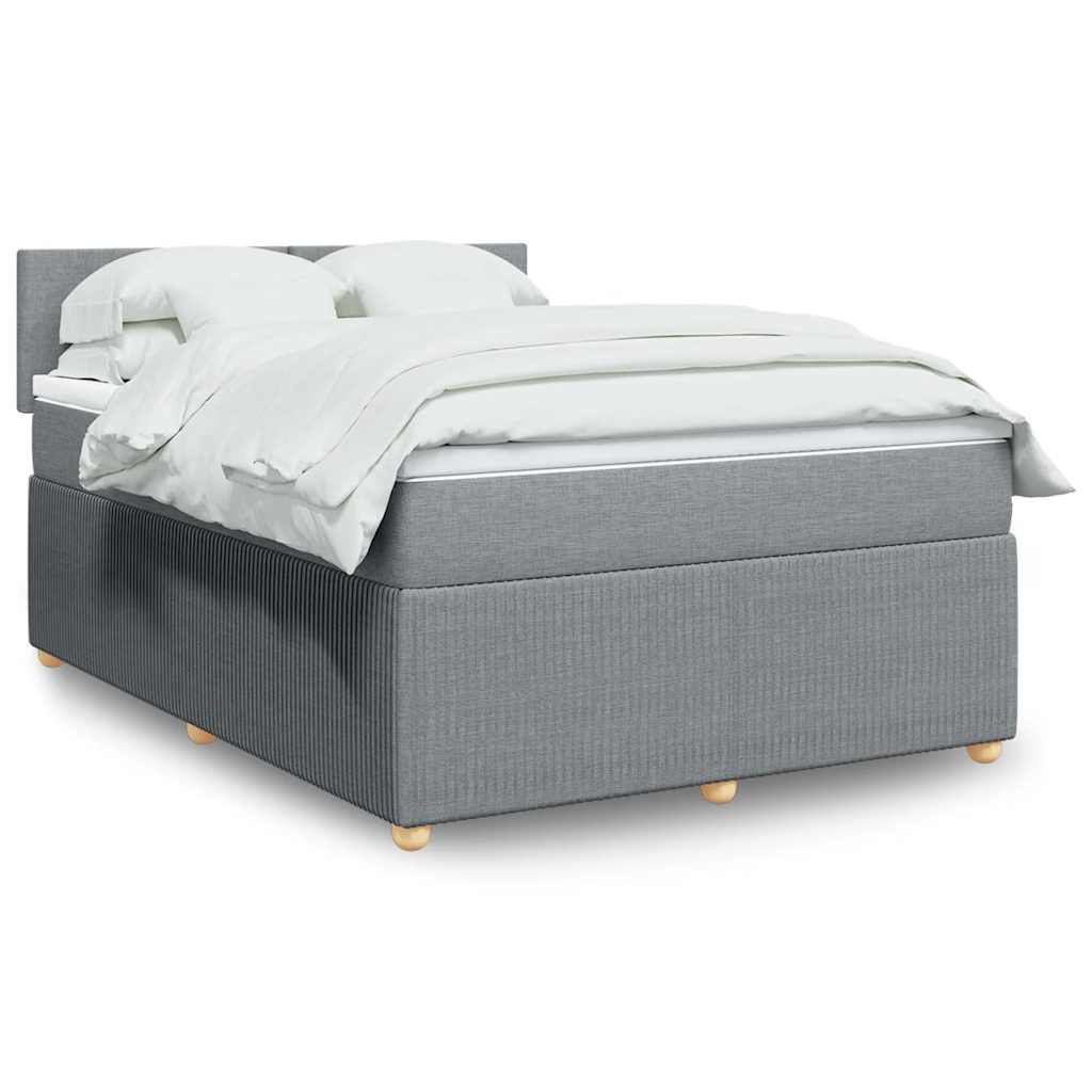 Boxspring met matras stof lichtgrijs 140x200 cm – afbeelding 1
