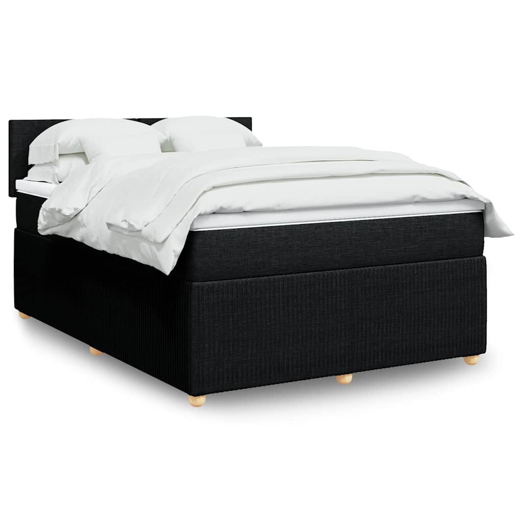 Boxspring met matras stof zwart 140x200 cm – afbeelding 1