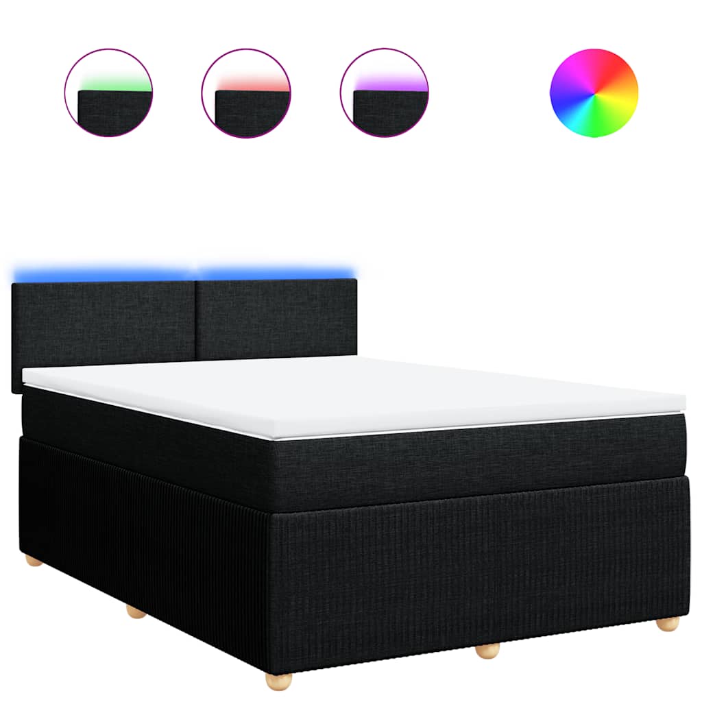 Boxspring met matras stof zwart 140x200 cm – afbeelding 2