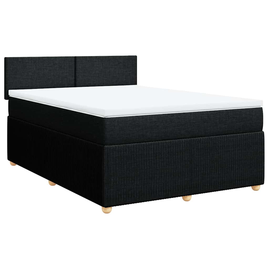 Boxspring met matras stof zwart 140x200 cm – afbeelding 3