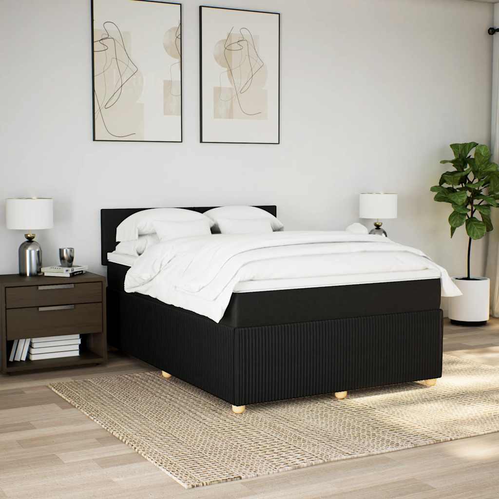 Boxspring met matras stof zwart 140x200 cm – afbeelding 4