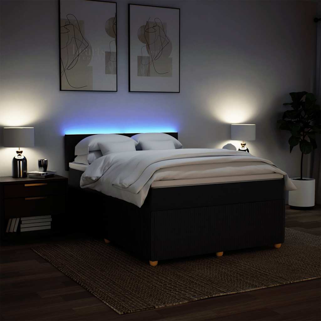 Boxspring met matras stof zwart 140x200 cm – afbeelding 5