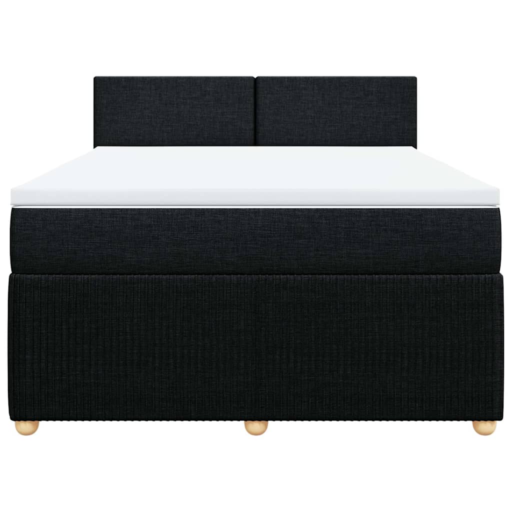 Boxspring met matras stof zwart 140x200 cm – afbeelding 6