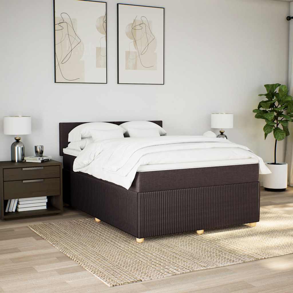 Boxspring met matras stof donkerbruin 140x200 cm – afbeelding 4