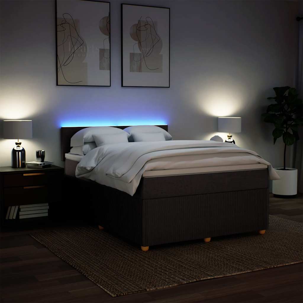 Boxspring met matras stof donkerbruin 140x200 cm – afbeelding 5