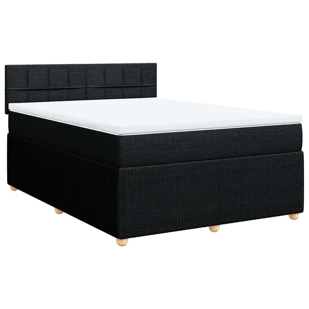 Boxspring met matras stof zwart 140x200 cm – afbeelding 3