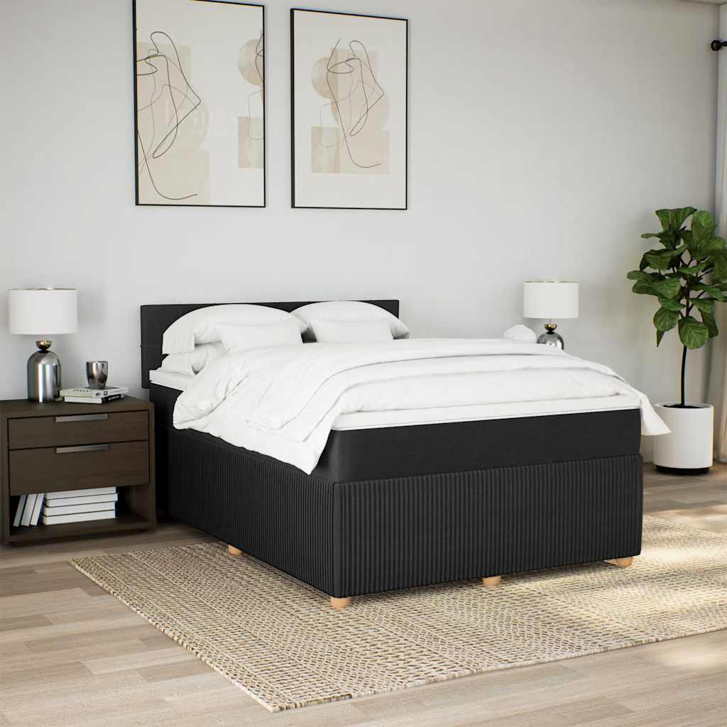 Boxspring met matras stof zwart 140x200 cm – afbeelding 4