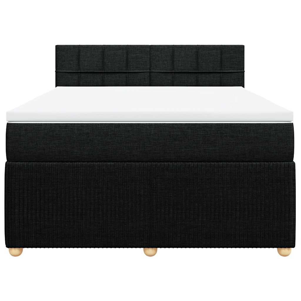 Boxspring met matras stof zwart 140x200 cm – afbeelding 6