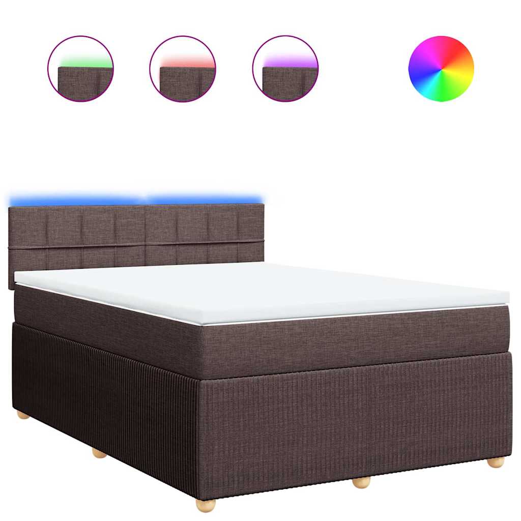 Boxspring met matras stof donkerbruin 140x200 cm – afbeelding 2
