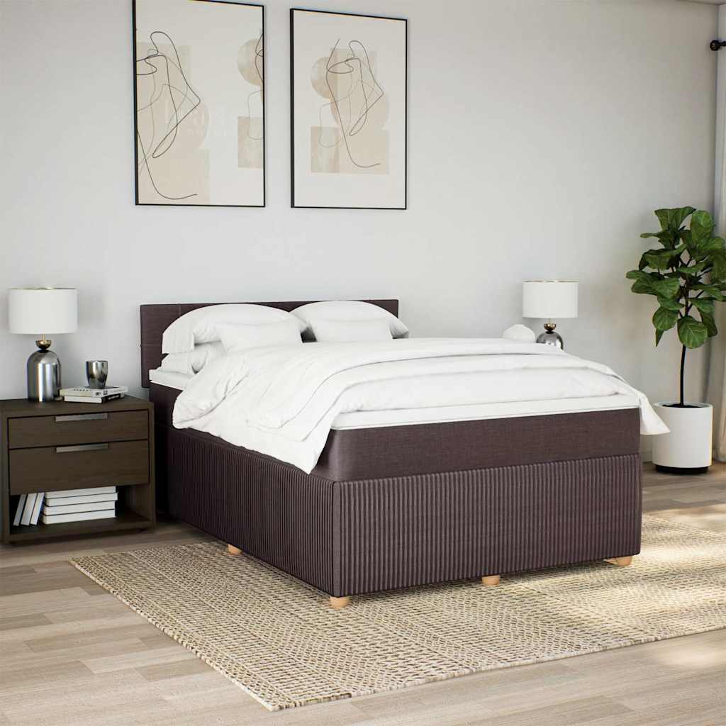 Boxspring met matras stof donkerbruin 140x200 cm – afbeelding 4