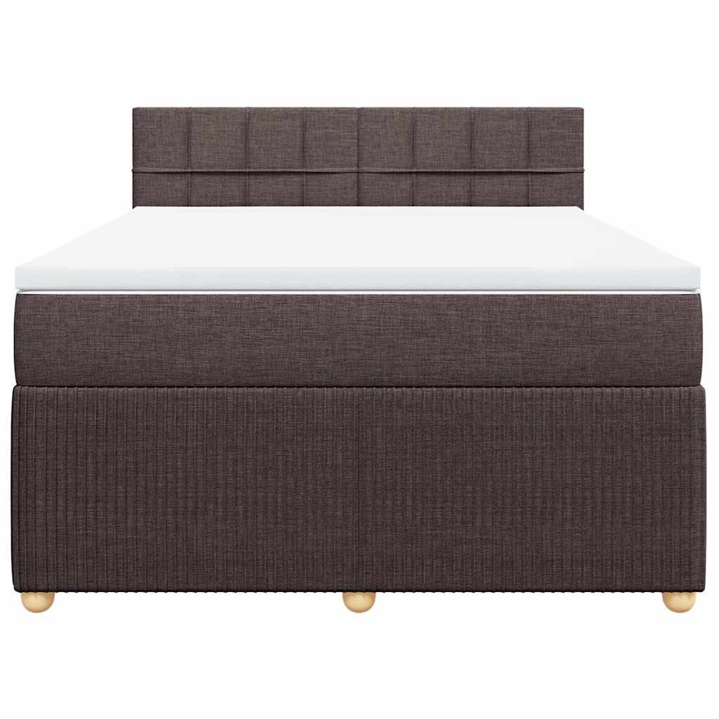 Boxspring met matras stof donkerbruin 140x200 cm – afbeelding 6