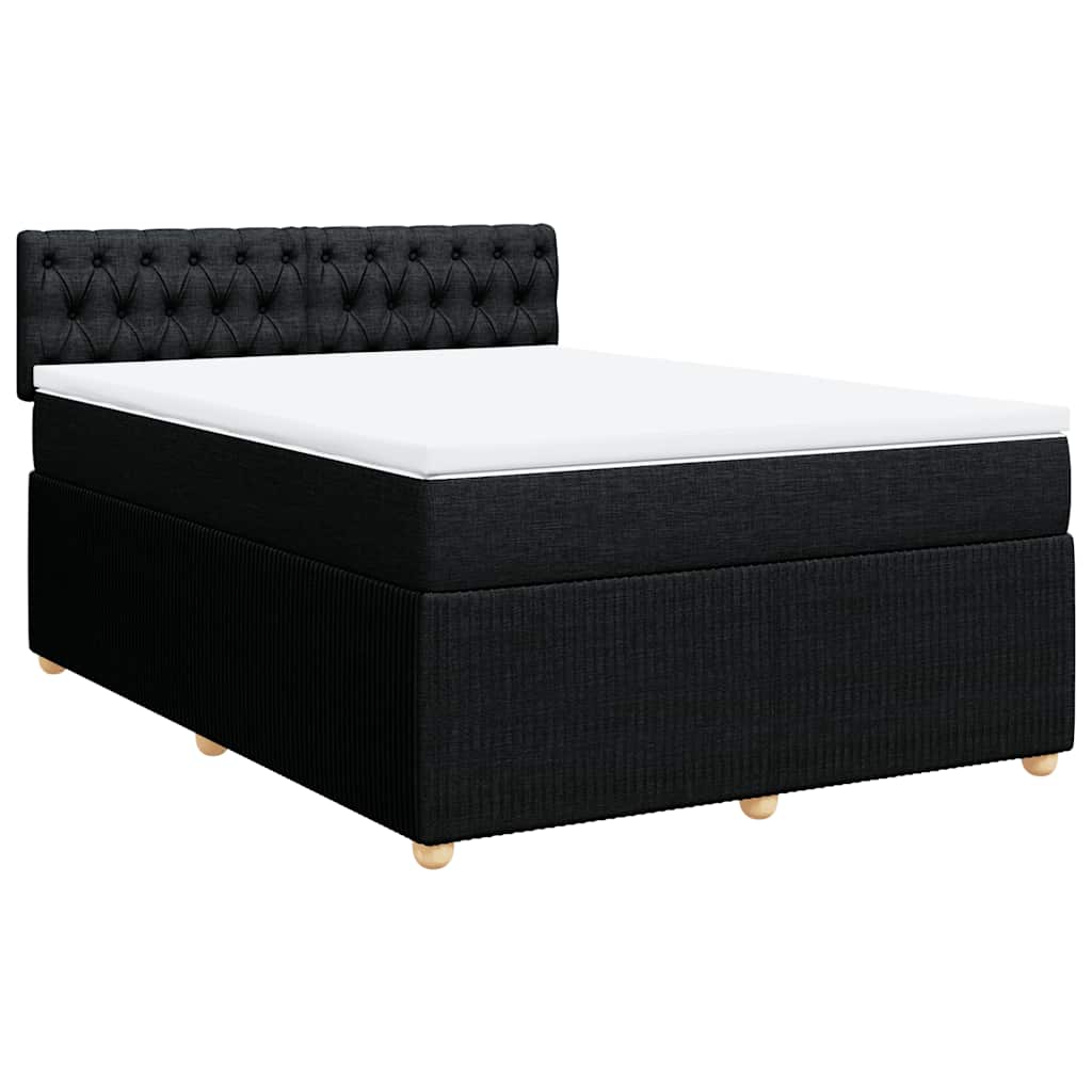 Boxspring met matras stof zwart 140x200 cm – afbeelding 3