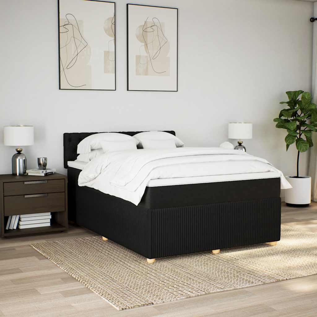 Boxspring met matras stof zwart 140x200 cm – afbeelding 4