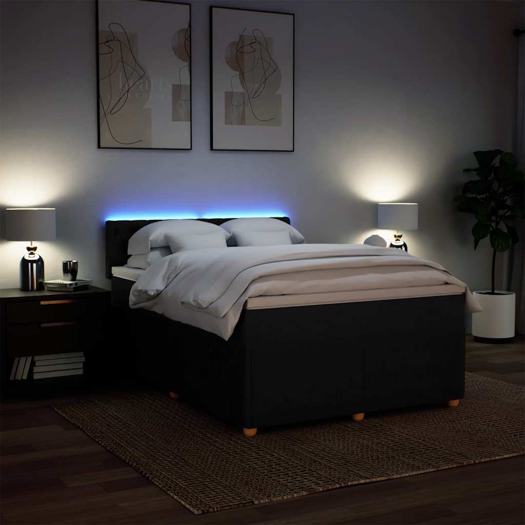 Boxspring met matras stof zwart 140x200 cm – afbeelding 5