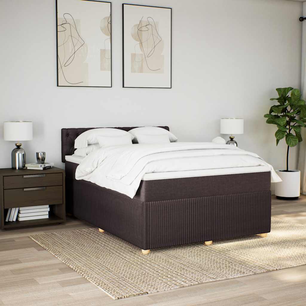Boxspring met matras stof donkerbruin 140x200 cm – afbeelding 4